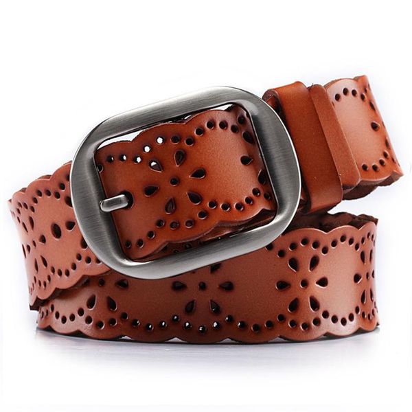 women leather belt vintage genuine flower casual waistband with alloy buckle cowhide all-match belts, Black;brown
women leather belt vintage genuine flower casual waistband with alloy buckle cowhide all-match belts, Black;brown
