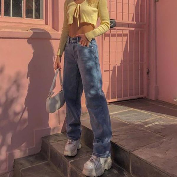 fashion high waist casual mom womens jeans denim clothing streetwear loose vintage quality harajuku straight woman trousers, Blue
fashion high waist casual mom womens jeans denim clothing streetwear loose vintage quality harajuku straight woman trousers, Blue