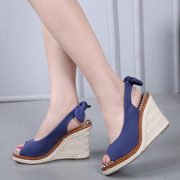 dress shoes women summer high heels pumps sandals wedge woman canvas peep toe rope bowties sandalias mujer sapato feminino d732, Black
dress shoes women summer high heels pumps sandals wedge woman canvas peep toe rope bowties sandalias mujer sapato feminino d732, Black