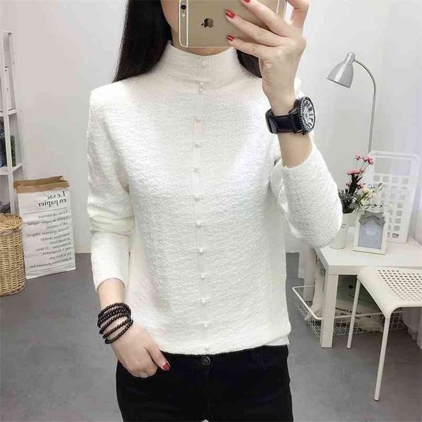 spring and autumn women's sweater long-sleeved thin section bottoming shirt high collar wild slim 210427, White;black
spring and autumn women's sweater long-sleeved thin section bottoming shirt high collar wild slim 210427, White;black