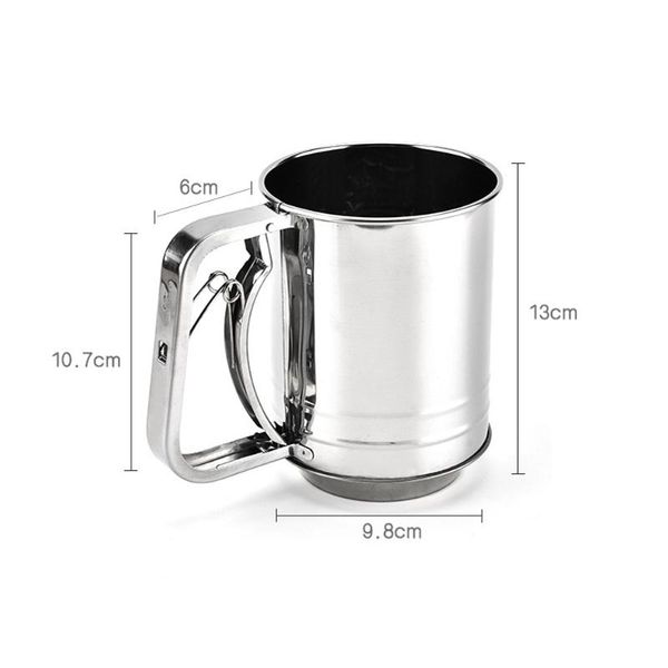 stainless steel sieve cup powder flour baking tool icing sugar mesh colander crank sifter with measuring scale & pastry tools
stainless steel sieve cup powder flour baking tool icing sugar mesh colander crank sifter with measuring scale & pastry tools