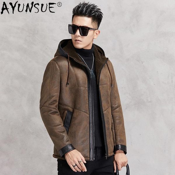 men's leather & faux ayunsue winter warm sheep shearing casaul men coat hooded jacket fashion autumn mens clothes veste homme 2021 wpy4, Black
men's leather & faux ayunsue winter warm sheep shearing casaul men coat hooded jacket fashion autumn mens clothes veste homme 2021 wpy4, Black