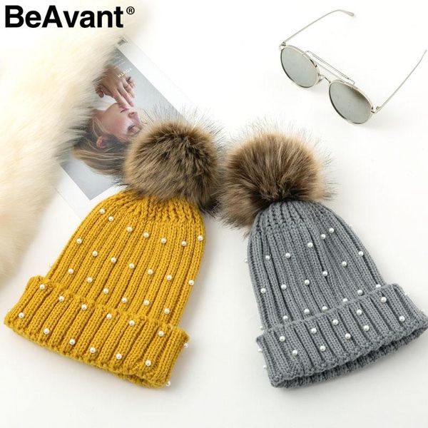beavant 8 color pearls knitted winter hat female pompom fur women skullies beanies fashion thick warm cap 2021 beanie/skull caps, Blue;gray
beavant 8 color pearls knitted winter hat female pompom fur women skullies beanies fashion thick warm cap 2021 beanie/skull caps, Blue;gray