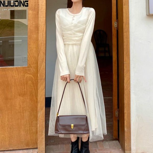 casual dresses women's mesh patchwork knitting dress 2021 autumn winter solid o-neck full sleeve sweater bottoming female vestidos, Black;gray
casual dresses women's mesh patchwork knitting dress 2021 autumn winter solid o-neck full sleeve sweater bottoming female vestidos, Black;gray