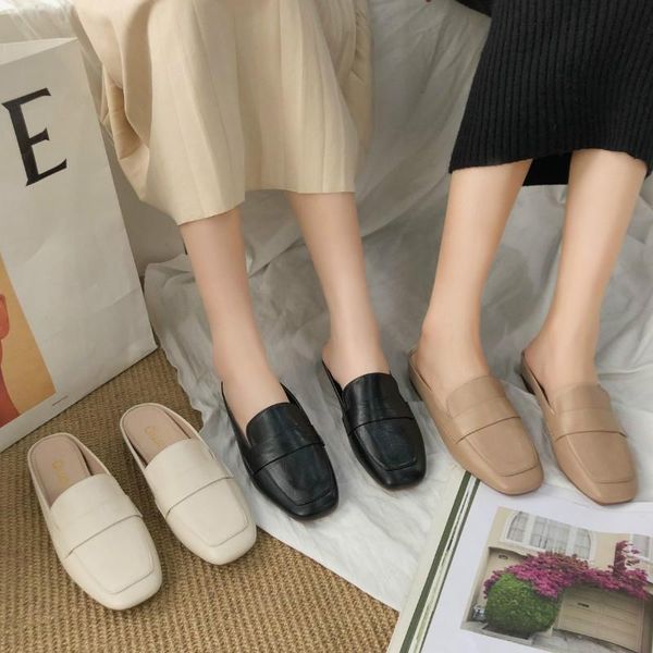 women's white pu slippers outdoor women's shoes flat muller slippers solid leather shoes zapatillas mujer, Black
women's white pu slippers outdoor women's shoes flat muller slippers solid leather shoes zapatillas mujer, Black