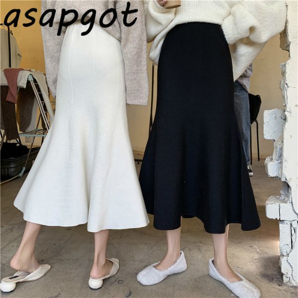 fall chic korean slim high waist temperament black mermaid knitted skirts women winter apricot trumpet faldas mujer 210429
fall chic korean slim high waist temperament black mermaid knitted skirts women winter apricot trumpet faldas mujer 210429