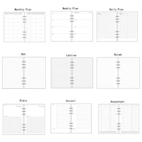 a5/a6/a7 loose leaf refill spiral binder planner diary insert schedule organiser plan 45 sheets notes paper 6 holes dot grid notepads, Purple;pink 
a5/a6/a7 loose leaf refill spiral binder planner diary insert schedule organiser plan 45 sheets notes paper 6 holes dot grid notepads, Purple;pink