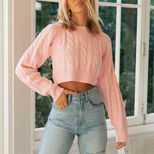 knitted long sleeve pink sweater pullovers female cropped jumper black vintage short casual 210427, White;black
knitted long sleeve pink sweater pullovers female cropped jumper black vintage short casual 210427, White;black