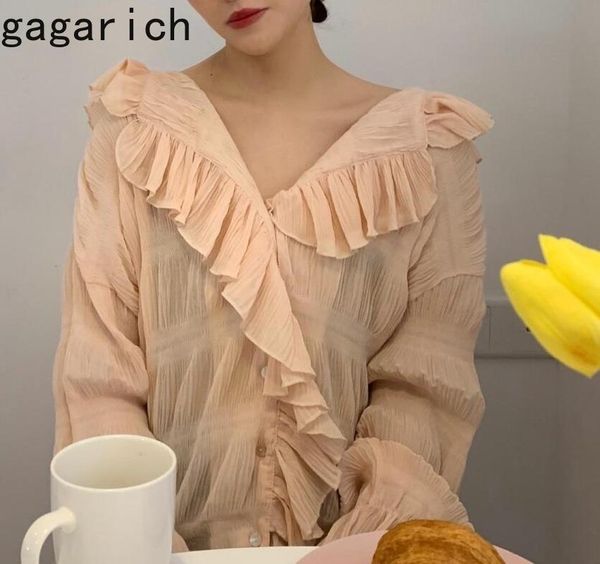 women's blouses & shirts gagarich women blouse korean style chic ruffles pleated lace-up shirt loose slimming solid all-match temperame, White
women's blouses & shirts gagarich women blouse korean style chic ruffles pleated lace-up shirt loose slimming solid all-match temperame, White
