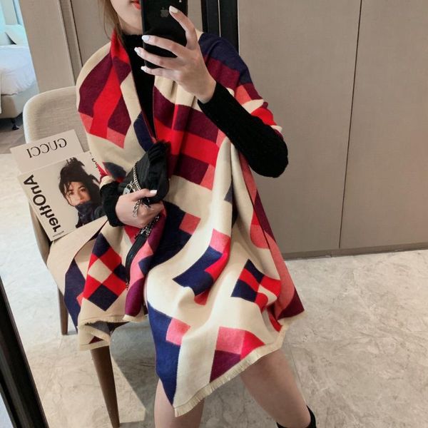 scarves korean versatile cashmere like scarf women's geometric lattice thermal thickened shawl long dual purpose neck 175*65cm, Blue;gray
scarves korean versatile cashmere like scarf women's geometric lattice thermal thickened shawl long dual purpose neck 175*65cm, Blue;gray