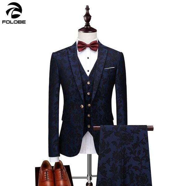men's suits & blazers folobe tuxedo 3 piece printing suit blue costume mariage homme mens with pants casual formal grooms wear, White;black
men's suits & blazers folobe tuxedo 3 piece printing suit blue costume mariage homme mens with pants casual formal grooms wear, White;black