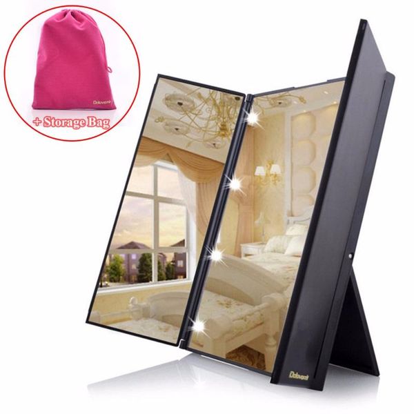 compact mirrors dolovemk tri-fold adjustable travel makeup mirror with 8 led lights & gift bag
compact mirrors dolovemk tri-fold adjustable travel makeup mirror with 8 led lights & gift bag