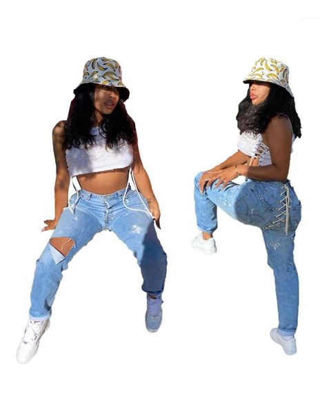european and american fashion denim jeans with loose, high hips eyelet bandages women's, Blue
european and american fashion denim jeans with loose, high hips eyelet bandages women's, Blue