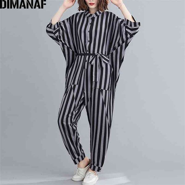 plus size women jumpsuits long pants trousers office lady female clothing loose casual cotton print black striped sashes 210531, Black;white
plus size women jumpsuits long pants trousers office lady female clothing loose casual cotton print black striped sashes 210531, Black;white