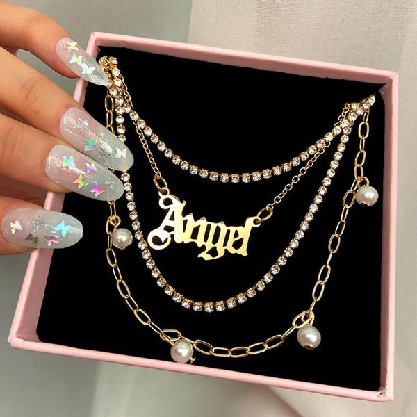 trendy pearl metal letter pendant necklace for women bohemian multilayer crystal tennis chain necklaces party jewelry gifts chains, Silver
trendy pearl metal letter pendant necklace for women bohemian multilayer crystal tennis chain necklaces party jewelry gifts chains, Silver