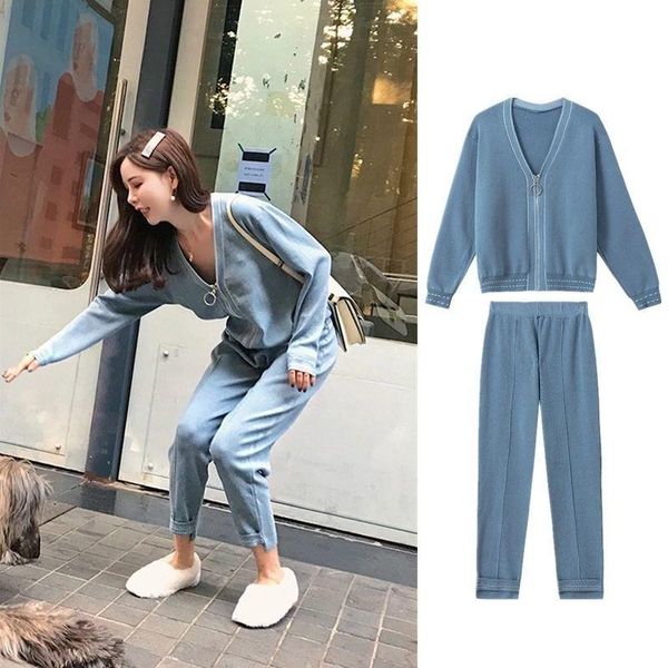 women's two piece pants women knitted tracksuit v-neck sweater casual suit autumn winter 2 set knit sporting femme clothing y416, White
women's two piece pants women knitted tracksuit v-neck sweater casual suit autumn winter 2 set knit sporting femme clothing y416, White
