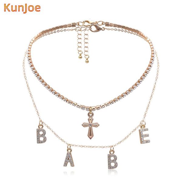 kunjoe fashion crystal babe letter choker girls necklace collares multilayer cross pendant chain for women jewelry chokers, Golden;silver
kunjoe fashion crystal babe letter choker girls necklace collares multilayer cross pendant chain for women jewelry chokers, Golden;silver