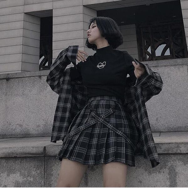 two piece dress women's sets spring summer 2021 gothic harajuku plaid shirt +high waist pleated skirt punk girls women set outerwear, White
two piece dress women's sets spring summer 2021 gothic harajuku plaid shirt +high waist pleated skirt punk girls women set outerwear, White