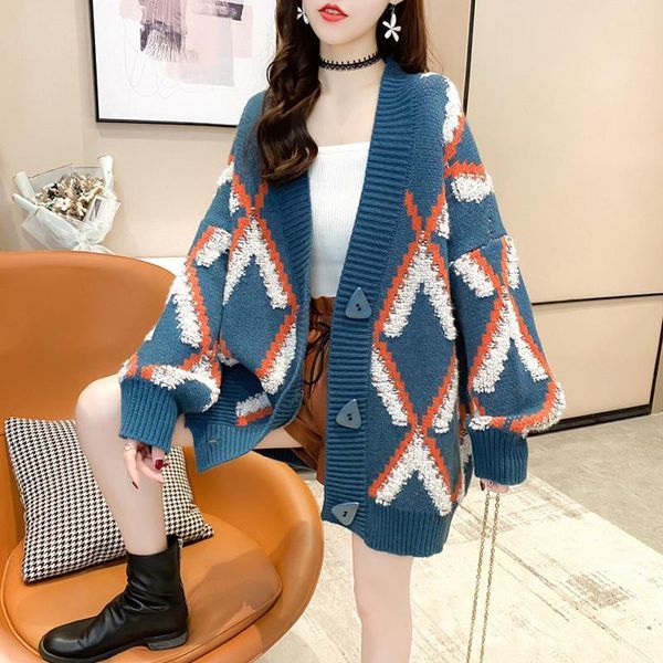 women's knits & tees fashion cardigan women sweater korean winter clothes oversized long sleeve knitted lady argyle crop top, White
women's knits & tees fashion cardigan women sweater korean winter clothes oversized long sleeve knitted lady argyle crop top, White
