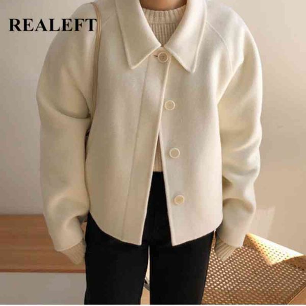 autumn winter woolen short women's jacket minimalist single breasted classic coats long sleeve outwear korean 210428, Black
autumn winter woolen short women's jacket minimalist single breasted classic coats long sleeve outwear korean 210428, Black