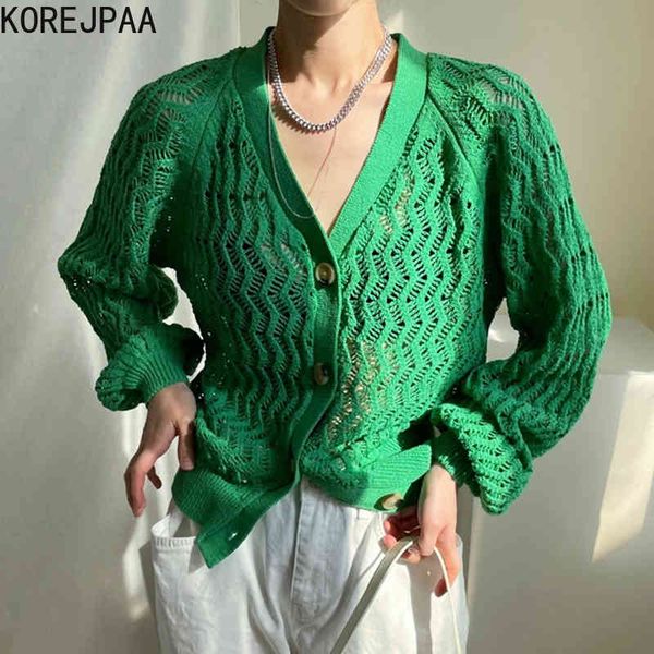 women sweater summer korean chic temperament v-neck hollow perspective loose single-breasted puff sleeve cardigans 210514, White;black
women sweater summer korean chic temperament v-neck hollow perspective loose single-breasted puff sleeve cardigans 210514, White;black