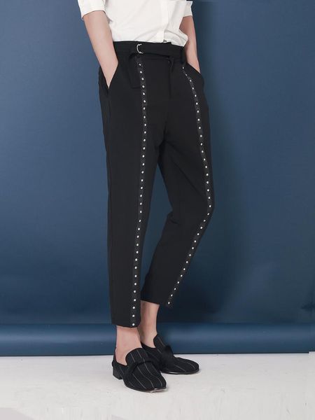 m-3xl 2021 men's clothing hair stylist gd fashion summer rivet decoration slim casual pants plus size costumes, Black
m-3xl 2021 men's clothing hair stylist gd fashion summer rivet decoration slim casual pants plus size costumes, Black