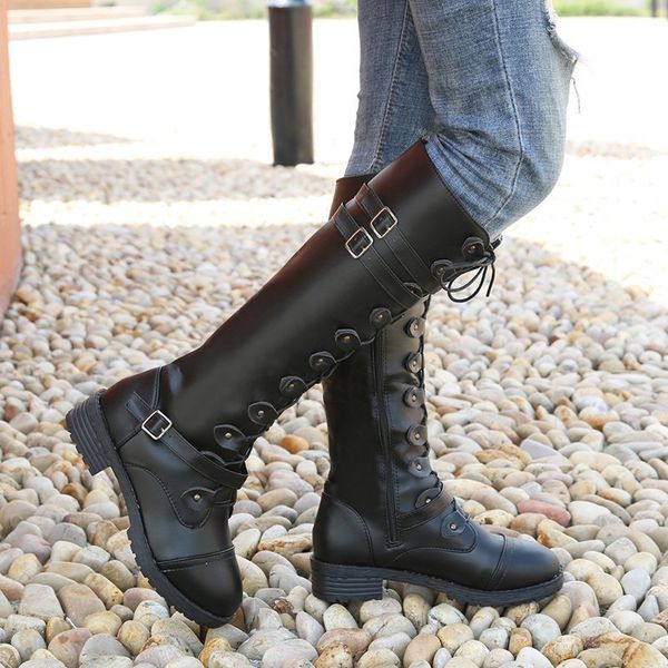 414243 size large size knight boots womens new autumn and winter european and american low heel flat round head belt buckle cross strap long, Black
414243 size large size knight boots womens new autumn and winter european and american low heel flat round head belt buckle cross strap long, Black