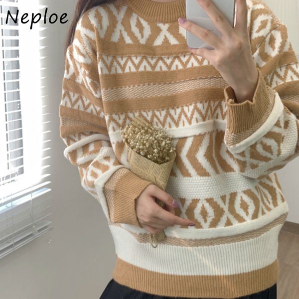 japan style chic geometric pattern autumn winter loose long sleeve knitted sweater o-neck pullovers women 210430, White;black
japan style chic geometric pattern autumn winter loose long sleeve knitted sweater o-neck pullovers women 210430, White;black