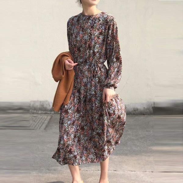 women's knits & tees spring vintage flower print woman maxi dress vestidos elegant floral round neck loose long sleeve vestido flo, White
women's knits & tees spring vintage flower print woman maxi dress vestidos elegant floral round neck loose long sleeve vestido flo, White