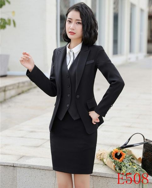 women's suits & blazers formal black women business 3 piece waistcoat, skirt and jacket sets work wear ladies office uniform styles, White;black
women's suits & blazers formal black women business 3 piece waistcoat, skirt and jacket sets work wear ladies office uniform styles, White;black