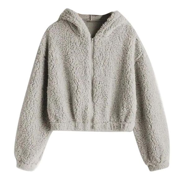 women's hoodies & sweatshirts plush winter zip up hoodie for women fashion warm solid long sleeve hooded harajuku zipper cropped casac, Black 
women's hoodies & sweatshirts plush winter zip up hoodie for women fashion warm solid long sleeve hooded harajuku zipper cropped casac, Black