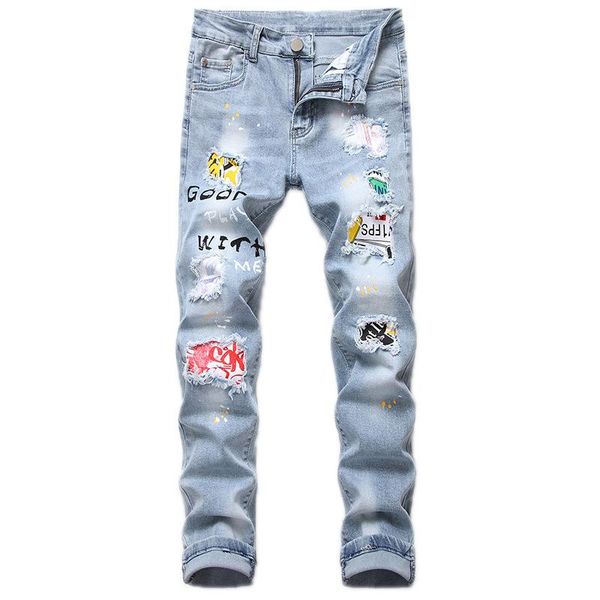 men's jeans patch biker blue mid waist holes ripped slim stretch denim destroyed pants fashion streetwear
men's jeans patch biker blue mid waist holes ripped slim stretch denim destroyed pants fashion streetwear