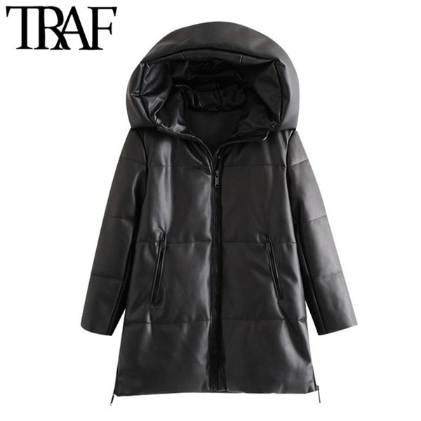 women fashion thick warm winter faux leather parkas coat vintage hooded long sleeve female outerwear chic overcoat 210507, Black
women fashion thick warm winter faux leather parkas coat vintage hooded long sleeve female outerwear chic overcoat 210507, Black