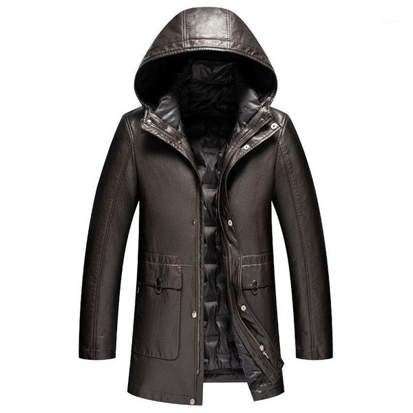 men's leather & faux young and middle-aged down jacket thick mid-length coat haining sheep skin hooded ti, Black
men's leather & faux young and middle-aged down jacket thick mid-length coat haining sheep skin hooded ti, Black