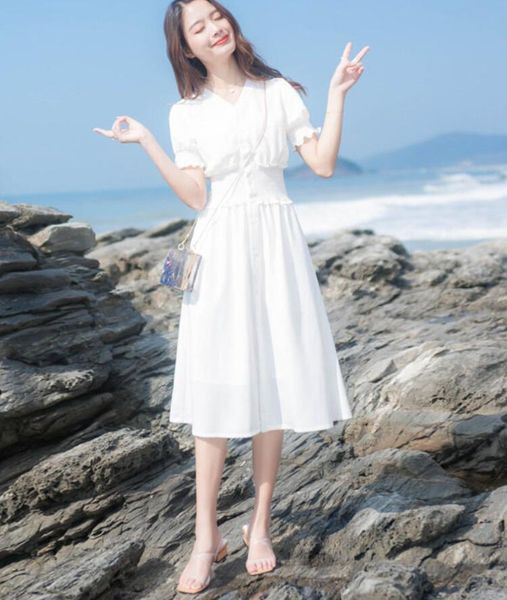 casual dresses 2021 summer french-retro skirt-over the knee very fairy french niche white fairy-skirt skirt europe and america, Black;gray
casual dresses 2021 summer french-retro skirt-over the knee very fairy french niche white fairy-skirt skirt europe and america, Black;gray