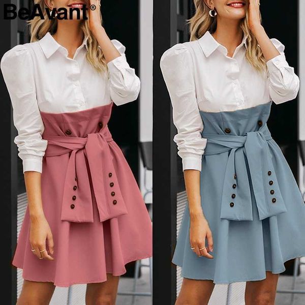 beavant patchwork blouse shirt dress women elegant high waist button sash belt autumn dress puff sleeve office ladies dresses 210709, Black;gray
beavant patchwork blouse shirt dress women elegant high waist button sash belt autumn dress puff sleeve office ladies dresses 210709, Black;gray