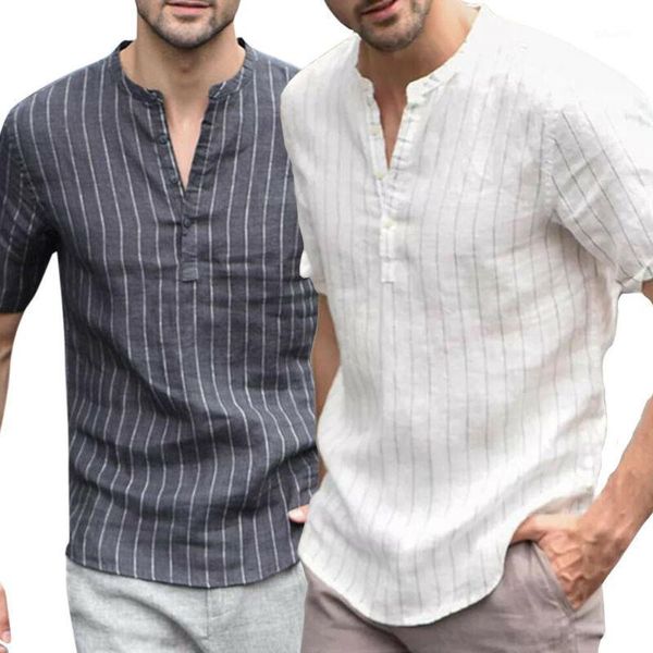 men's casual shirts basic linen sleeve short summer neck v tee blouse stripe shirt size s-2xl, White;black
men's casual shirts basic linen sleeve short summer neck v tee blouse stripe shirt size s-2xl, White;black