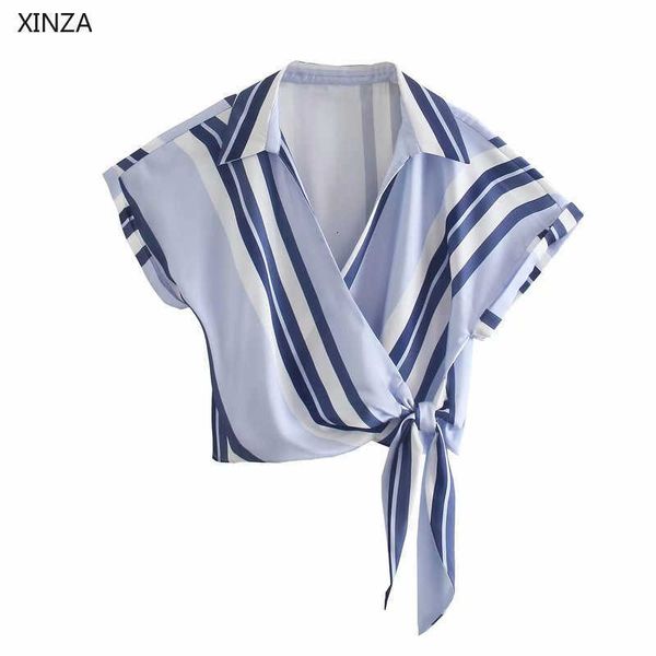 women's blouses & shirts women striped cropped shirt short sleeve knotted blue blouse feminine fashion hidden button vintage summ, White
women's blouses & shirts women striped cropped shirt short sleeve knotted blue blouse feminine fashion hidden button vintage summ, White