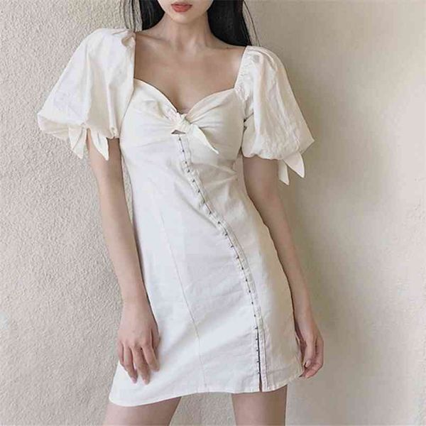 tie neck puff sleeve retro style short dress waist slim french niche women's summer 210529, Black;gray
tie neck puff sleeve retro style short dress waist slim french niche women's summer 210529, Black;gray