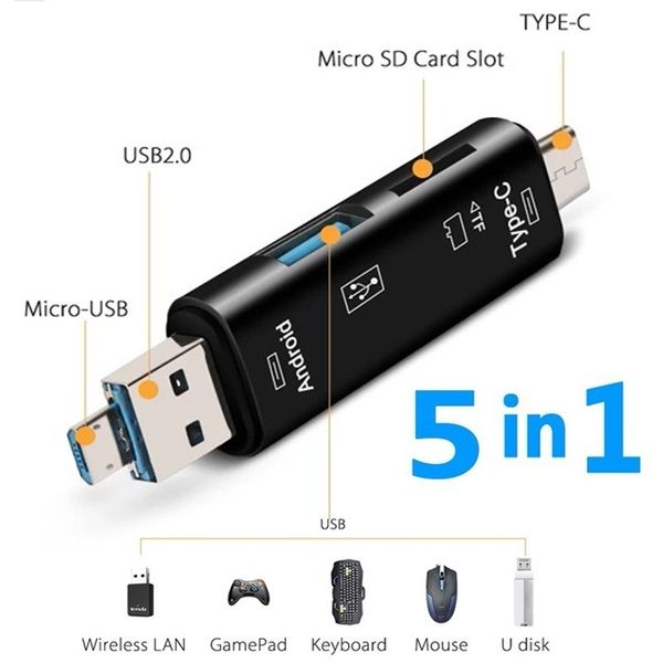 5 in 1 multifunction usb 3.0 type c/usb /micro usb/tf memory card reader otg adapter mobile phone accessories
5 in 1 multifunction usb 3.0 type c/usb /micro usb/tf memory card reader otg adapter mobile phone accessories