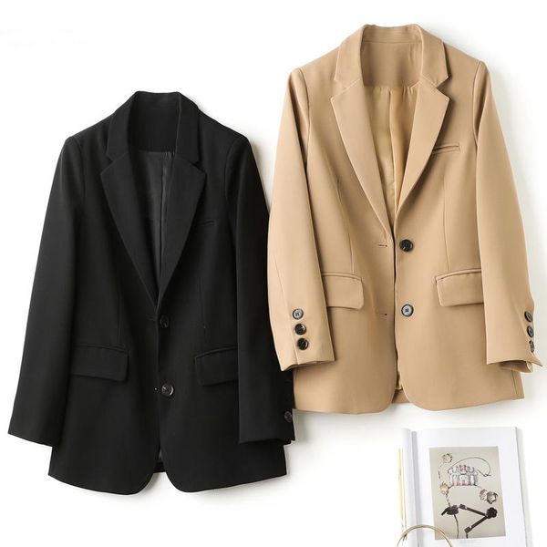 women's wool & blends small blazer 2021 spring solid color wild lady's fragrance jacket design sense, Black
women's wool & blends small blazer 2021 spring solid color wild lady's fragrance jacket design sense, Black