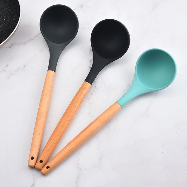 spoons non-stick silicone deep spoon ladle wooden handle soup heat resistant kitchen cooking serving scoop for sauce stew
spoons non-stick silicone deep spoon ladle wooden handle soup heat resistant kitchen cooking serving scoop for sauce stew