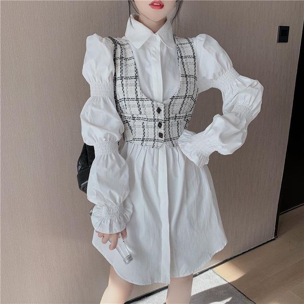 women's tracksuits fashion two piece set spring white puff sleeve long blouse and plaid tweed vest sweet suit femme, Gray
women's tracksuits fashion two piece set spring white puff sleeve long blouse and plaid tweed vest sweet suit femme, Gray