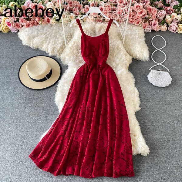 vintage spaghetti strap lace midi dress women red/pink/yellow open back high waist vestidos female summer fashion 210715, Black;gray
vintage spaghetti strap lace midi dress women red/pink/yellow open back high waist vestidos female summer fashion 210715, Black;gray