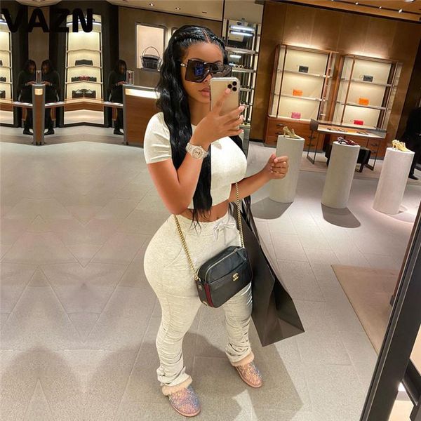 fashion 2021 spring lady 5 colors 2-piece long solid set short sleeve o-neck tees pleated pant chic women's tracksuits, Gray
fashion 2021 spring lady 5 colors 2-piece long solid set short sleeve o-neck tees pleated pant chic women's tracksuits, Gray