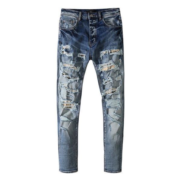 men's jeans ripped holes washed slim male high street fashion denim pnats brand hip hop men for personality, Blue
men's jeans ripped holes washed slim male high street fashion denim pnats brand hip hop men for personality, Blue