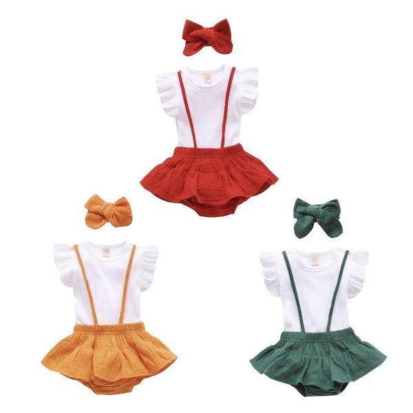 clothing sets citgeesummer born baby girls casual outfits solid color sleeve + suspender skirt headband set, White
clothing sets citgeesummer born baby girls casual outfits solid color sleeve + suspender skirt headband set, White