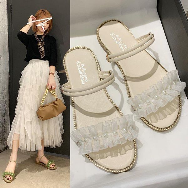 female shoes slippers soft lace string bead luxury slides low 2021 comfort designer flat summer hoof heels fashion fabric pu rub, Black
female shoes slippers soft lace string bead luxury slides low 2021 comfort designer flat summer hoof heels fashion fabric pu rub, Black