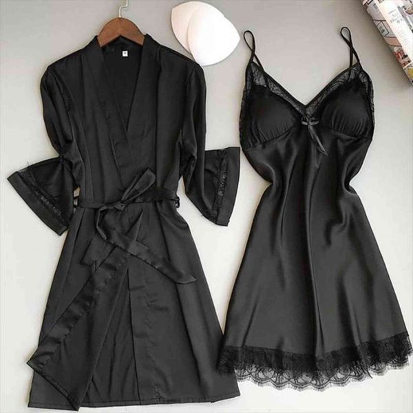 2pcs bride wedding robe women sleepwear set lace trim rayon kimono bathrobe gown bridesmaid casual home clothes nightwear, Black;red
2pcs bride wedding robe women sleepwear set lace trim rayon kimono bathrobe gown bridesmaid casual home clothes nightwear, Black;red