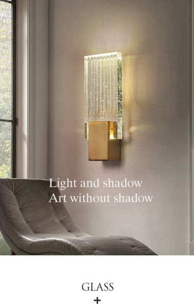 modern minimalist light luxury copper crystal wall lamp bedroom bedside living room study designer creativity